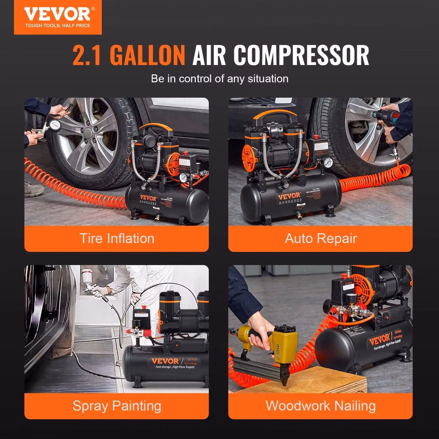 Compressore d'aria - 8L - 900W - Pompa d'aria portatile - Compressore d'aria - Compressore silenzioso