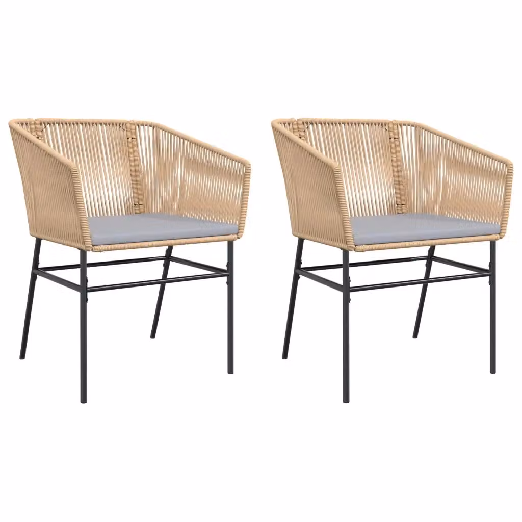 Set di 2 sedie da giardino vidaXL in polyrattan marrone con cuscini e braccioli – 2
