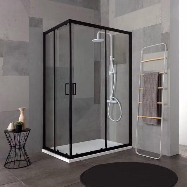 Box doccia 70x90 h190 profilo nero opaco