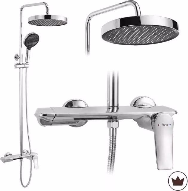 Set Doccia Rea Vision con Soffione Rain e Doccino in Finitura Chrome