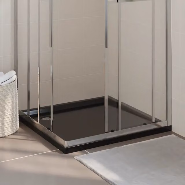 Piatto doccia quadrato vidaXL in ABS nero 90 x 90 cm – 1