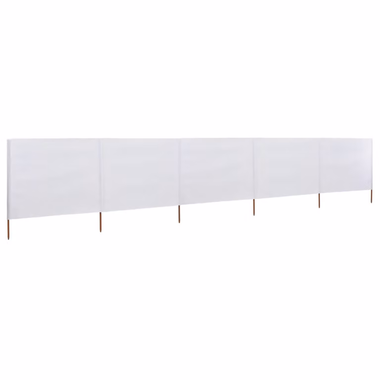 Paravento a 5 Pannelli in Tessuto 600x80 cm Bianco Sabbia