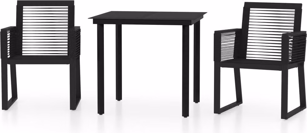 Set Mobili da Pranzo per Giardino 3 pz Nero