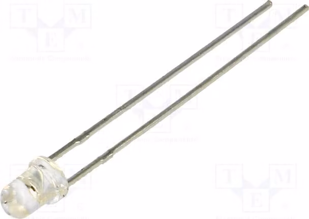 5x LED LL-304UYC4B-Y2-2BD, diodi LED a montaggio traversale (THT), 3 mm, angolo di emissione 24°, 600÷1200 mcd, giallo