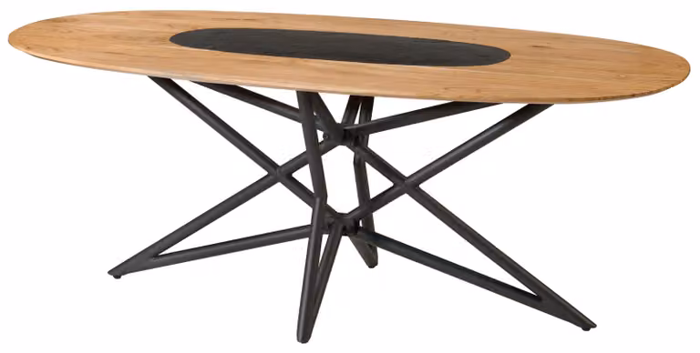 MASSIVMOEBEL24 | Tavolo da pranzo in legno di Acacia 240x100x76 Laccato naturale gambe incrociate