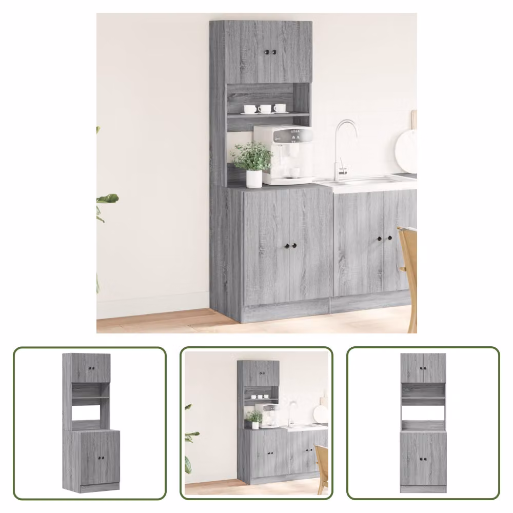 The Living Store Armadio da cucina Grigio Sonoma 60x50x180 cm Materiale legno
