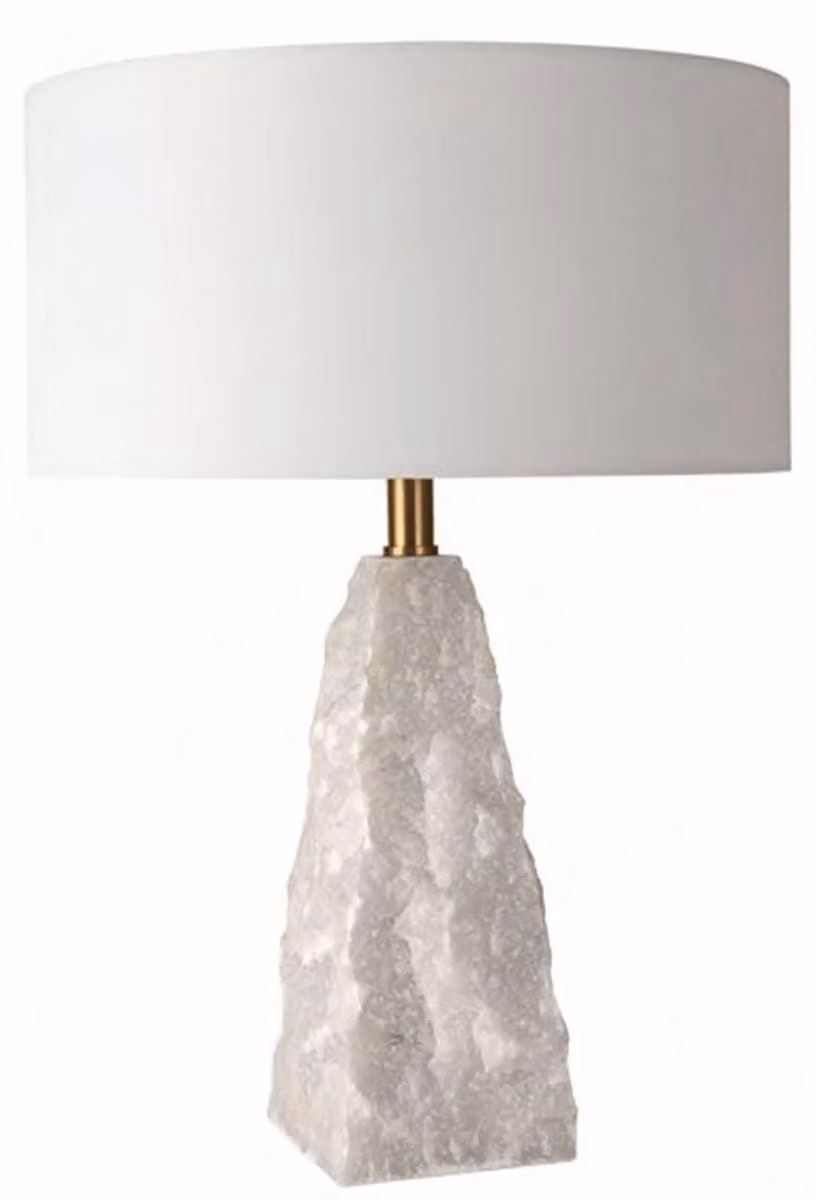 Casa Padrino lampada da tavolo in pietra naturale bianco/ottone h. 56 cm - Lampada da tavolo
