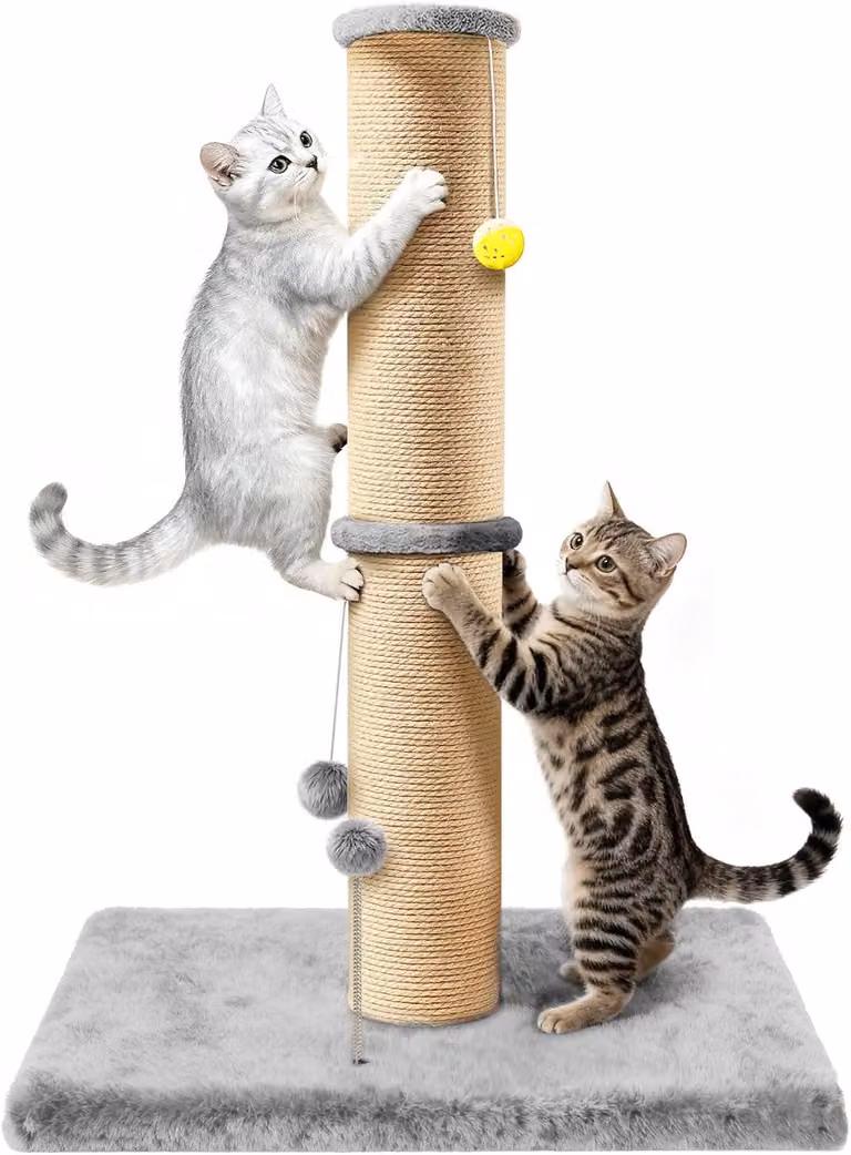 Albero per gatti in sisal, altezza 91 cm, con piattaforma panoramica, palo di 12,7 cm di diametro, base di 53 x 40 cm, colore grigio