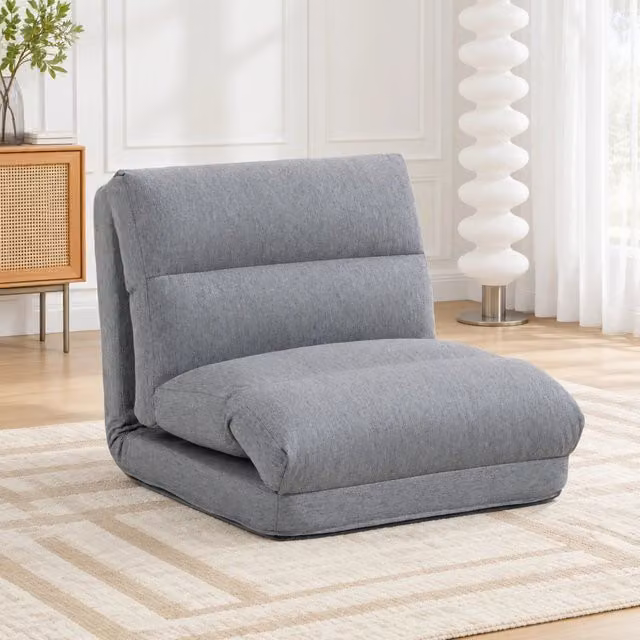 Poltrona da pavimento 70x41x56 cm con schienale regolabile in 6 posizioni in poliestere grigio