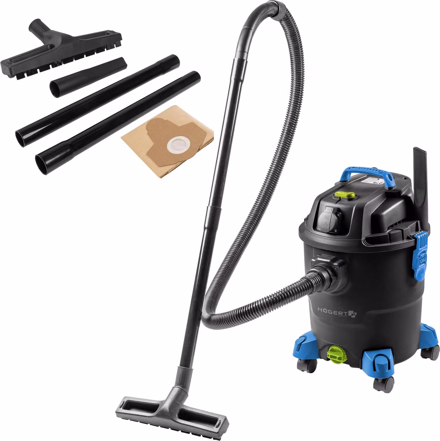 Aspirapolvere per liquidi e solidi, capacità 20 litri, 1200 W, tecnologia Högert, cavo da 4 metri – aspirapolvere per uso domestico e in officina