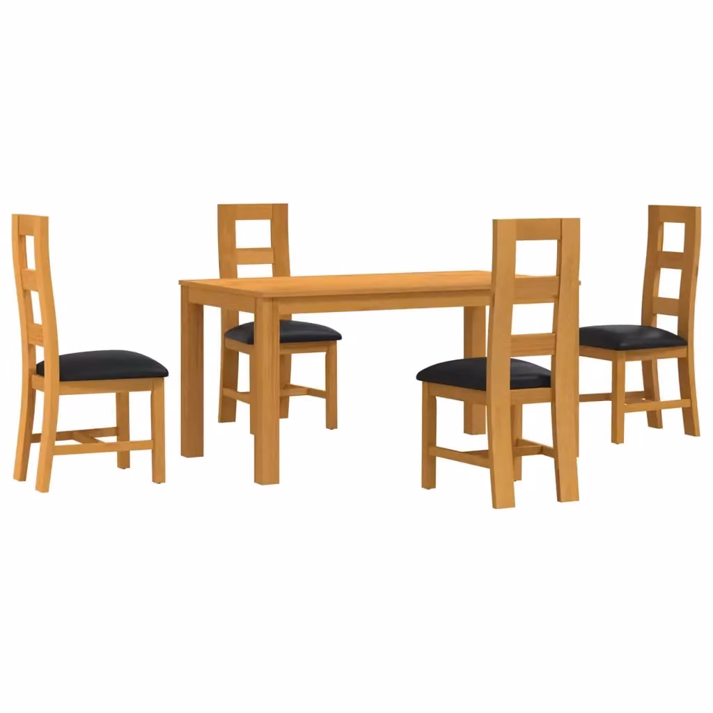 Set da pranzo moderno vidaXL composto da tavolo rettangolare e 4 sedie in legno di quercia, colore nero e marrone