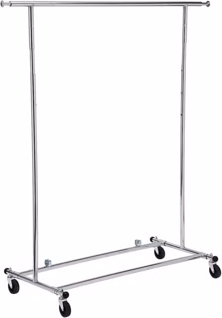Stender Pieghevole in Metallo Cromato Tosini AC6029CR Argento con Ruote e Portata 30Kg L/P/H: 144 x 56,5 x 128 cm