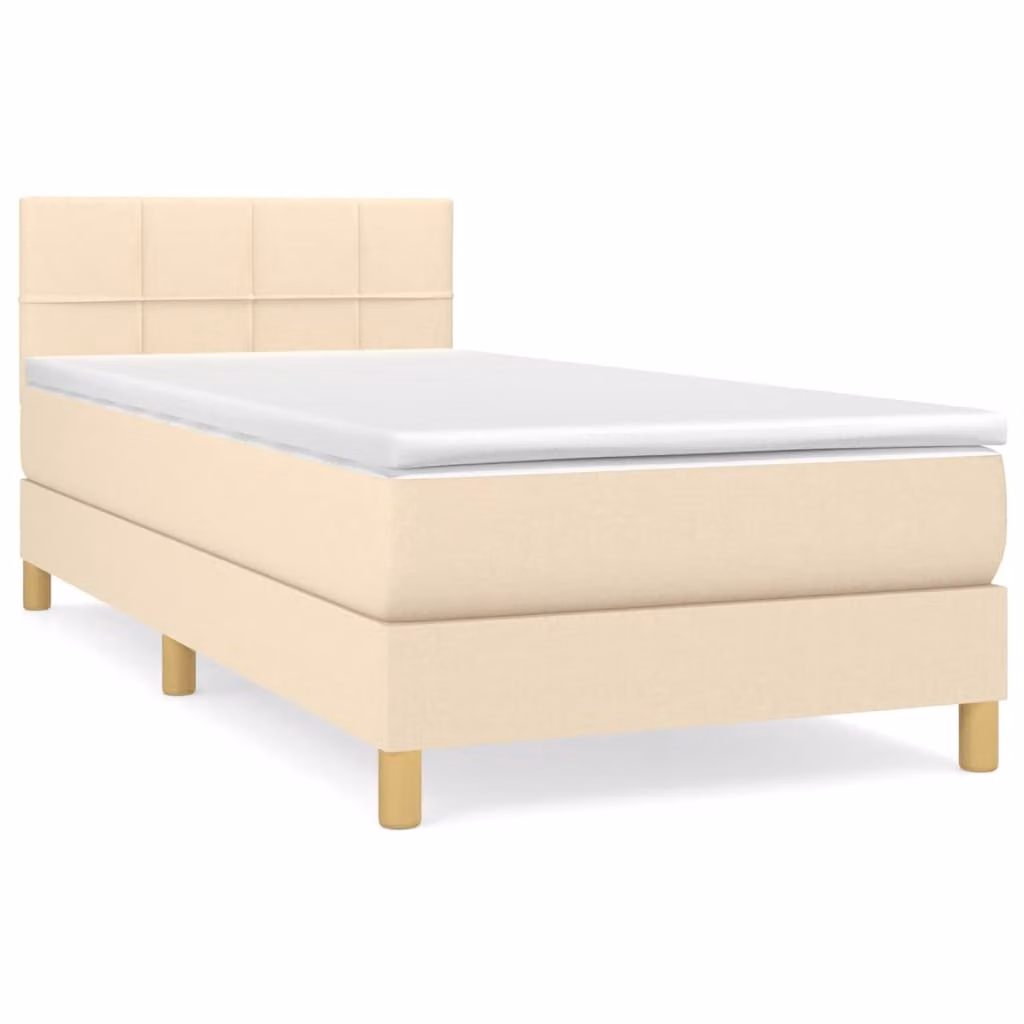 Giroletto a Molle con Materasso Crema 90x190 cm in Tessuto