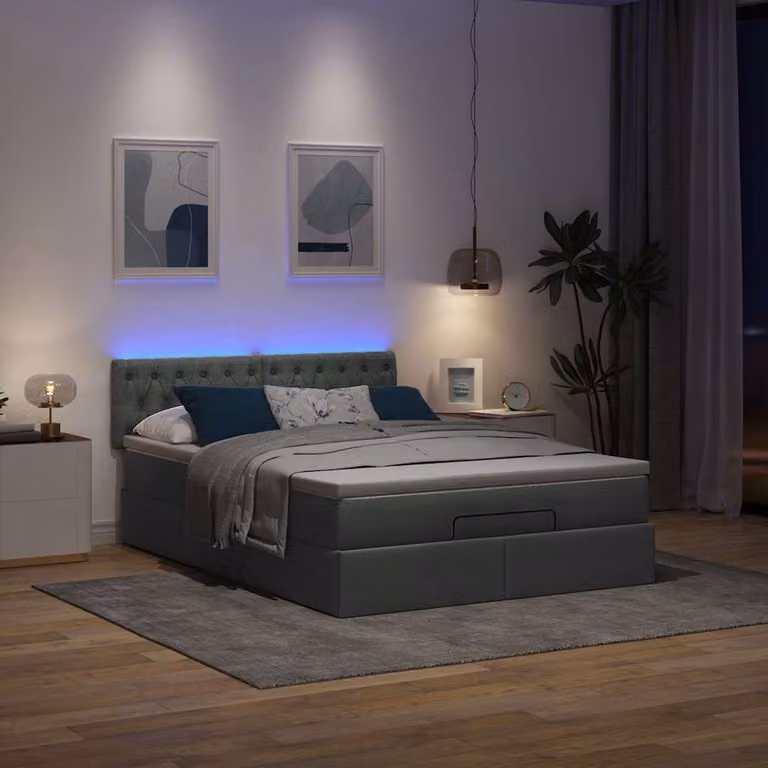Maison Exclusive - Pouf Letto con Materasso e LED Grigio Scuro 140x200 cm
