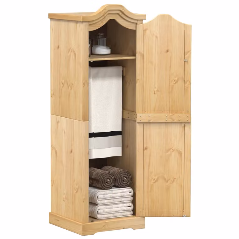 Armadio Corona vidaXL in legno massello di pino stile rustico, marrone e beige, L: 55 cm, P: 52 cm, H: 170 cm