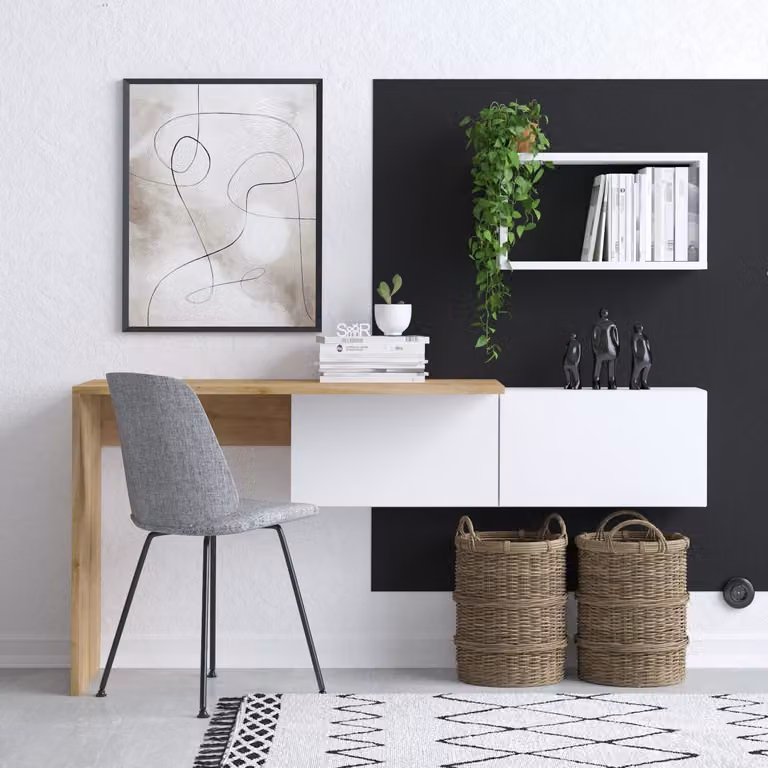 Skye Decor, Tiff, Scrivanie, Bianco, Pannello melaminico, 145 x 74 x 45 cm