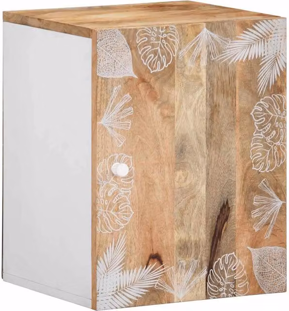 Mobiletto da bagno sospeso 38 x 33 x 48 cm design minimalista legno di mango bianco naturale 02_0057850