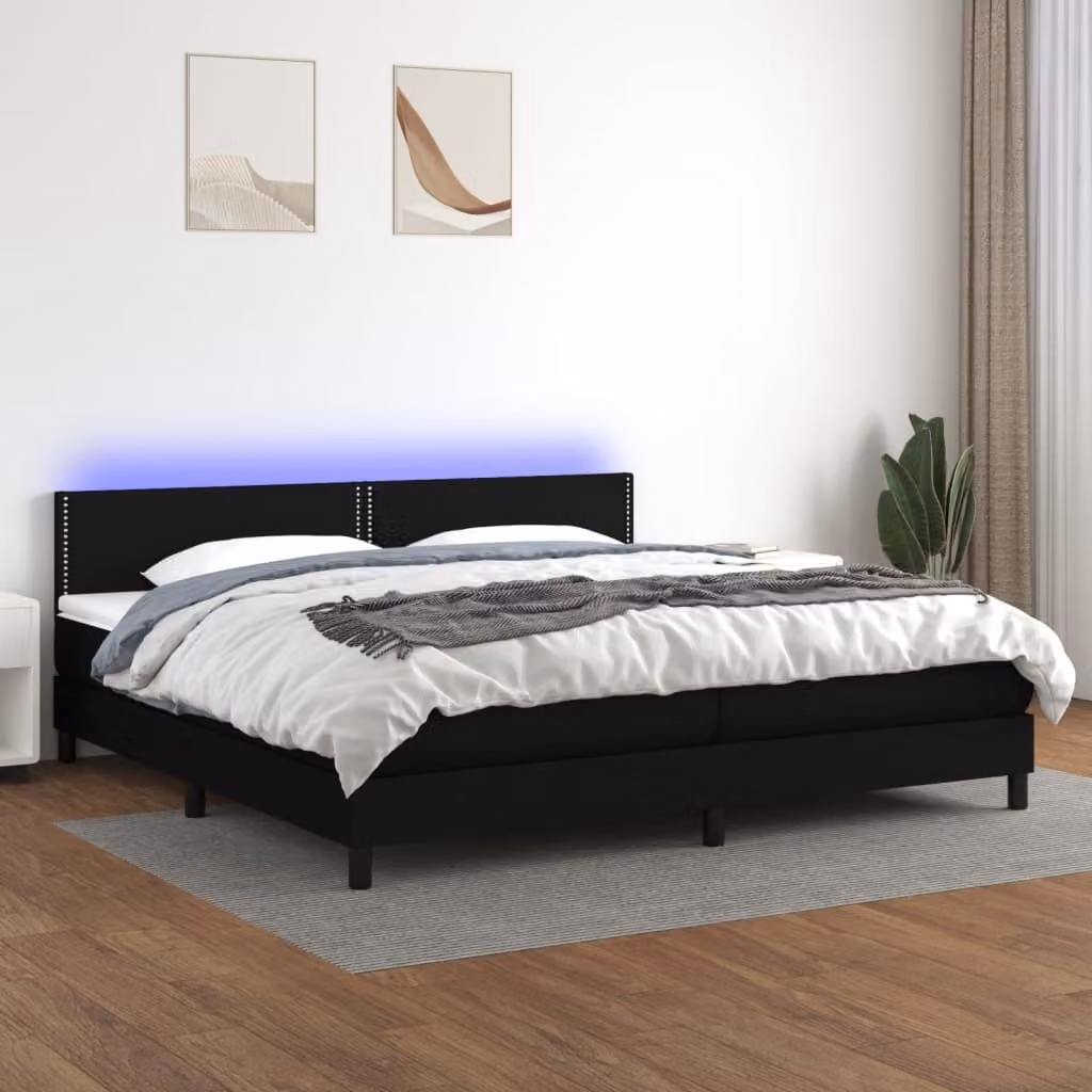 Maison Exclusive - Letto a Molle Materasso e LED Nero 200x200cm in Tessuto