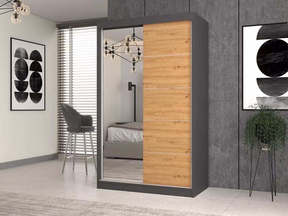 Armadio IGA 120 A/C con ante scorrevoli e specchio colore antracite opaco – 2