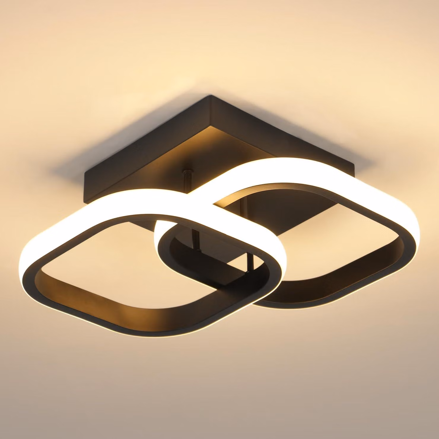 Lampada da soffitto LED Osairous, colore nero, 19W, 2135LM, 3000K. Lampada da soffitto moderna, colore nero, con luce bianco caldo 3000K