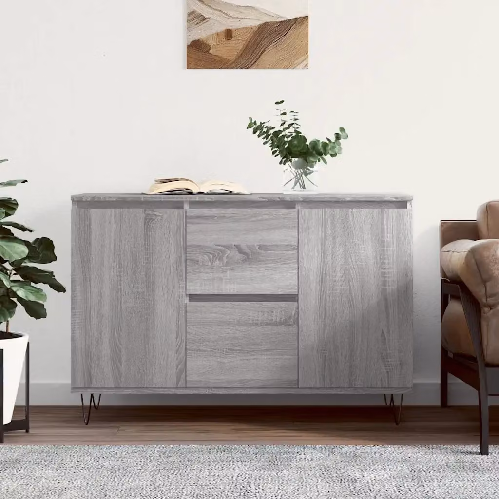 Credenza Buffet da pranzo moderna in legno multistrato Grigio Sonoma L: 101,5 cm, P: 35 cm, H: 70 cm – 2