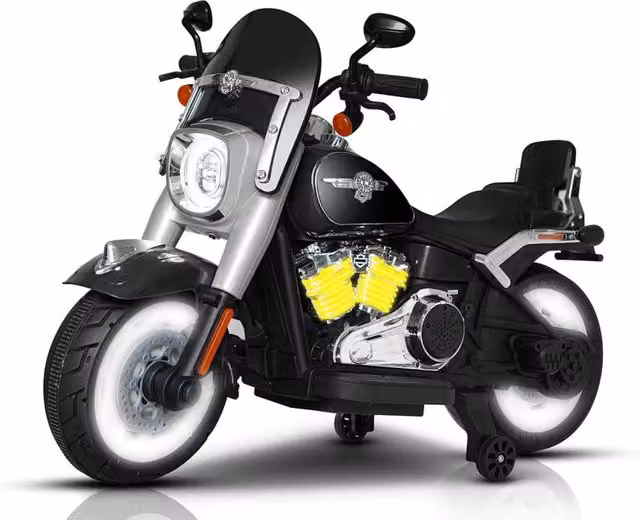 Moto Elettrica per Bambini Cruiser Acceleratore a Manubrio 12V 7Ah Nero