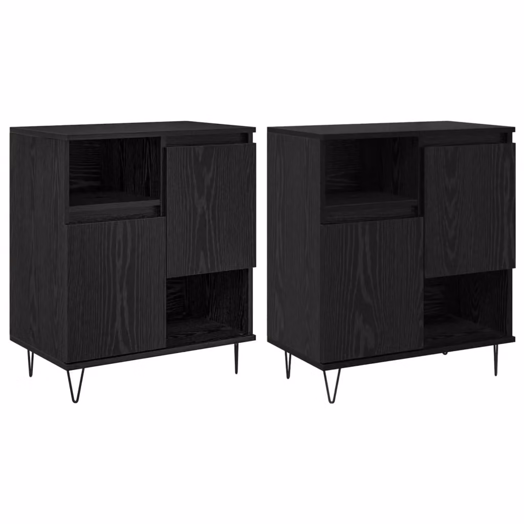 Set di 2 credenze moderne vidaXL in rovere nero L/P/H: 60 x 35 x 70 cm – 2