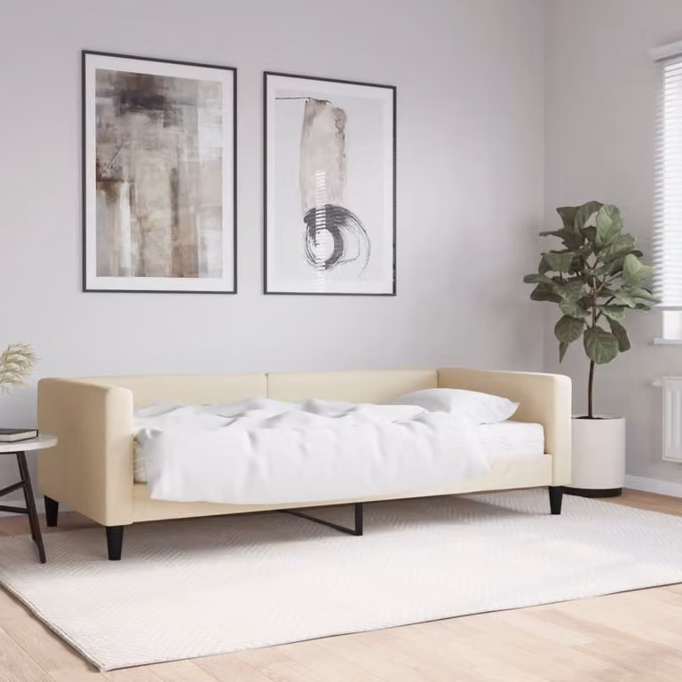 Maison Exclusive - Divano letto con materasso color crema 90x200 cm in tessuto