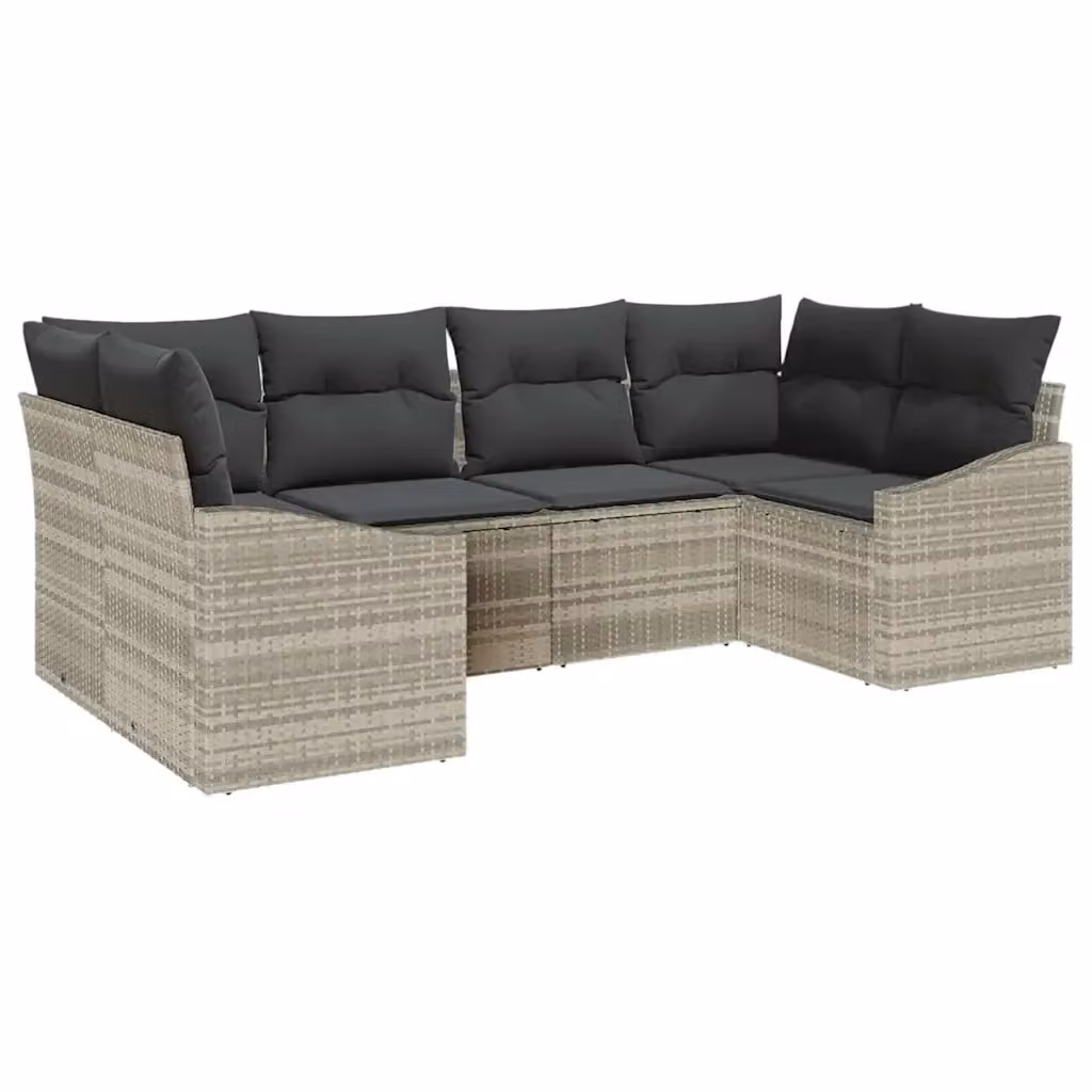 Set di divani da giardino vidaXL in rattan grigio con cuscini e tavolino da esterno – 2