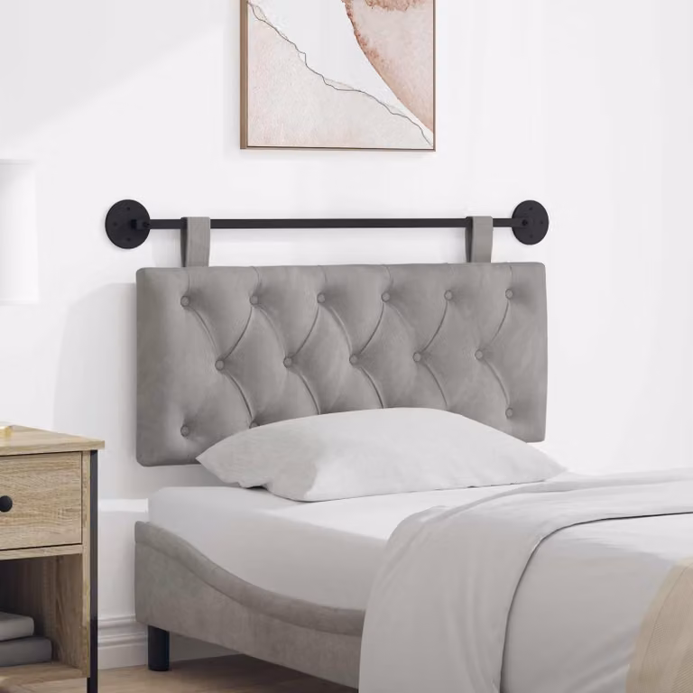 Testiera sospesa vidaXL in velluto grigio con illuminazione integrata e pannello imbottito
