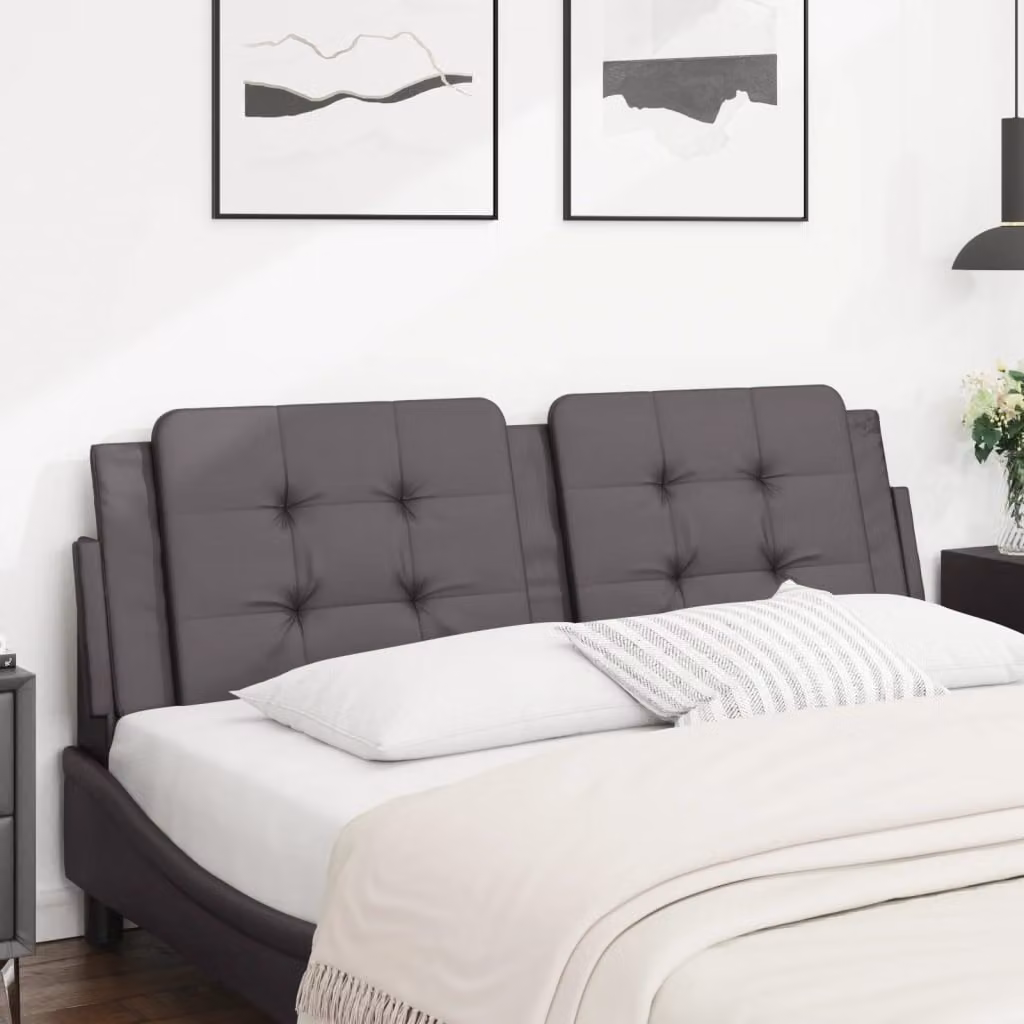 vidaXL Cuscino Testiera Zadar Grigio in Similpelle, Larghezza: 160 cm