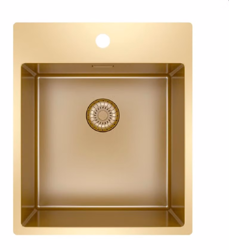 Lavello Caressi CAPP40KR10G, da incasso, a filo piano (HPL). Oro (PVD).