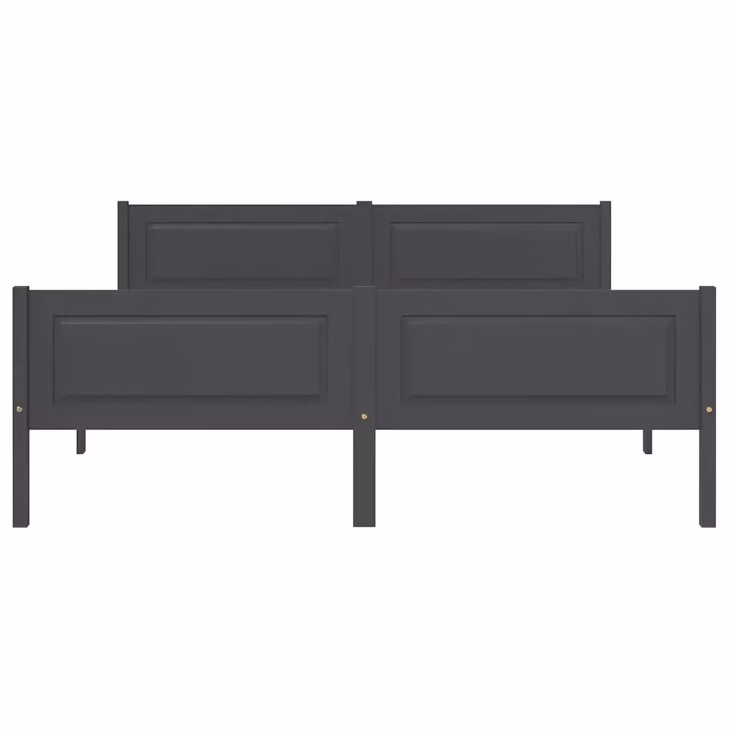 Letto con Giroletto Moderno vidaXL in Legno Massello di Pino Grigio L/P: 160 x 200 cm – 2