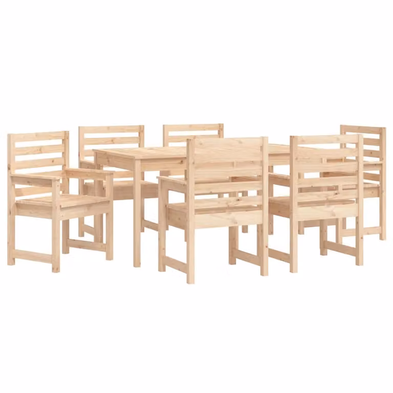 Set da Pranzo da Giardino 7 pz in Legno Massello di Pino