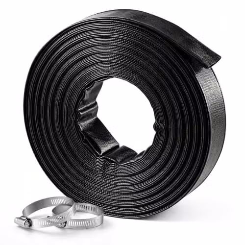 VEVOR Tubo Scarico Piatto in PVC Piscina Irrigazione Lunghezza 30,48 m Nero