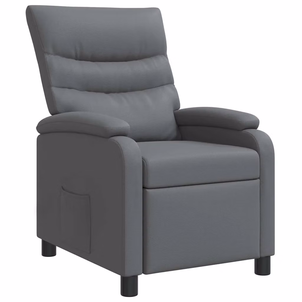 Poltrona reclinabile relax moderna in similpelle grigia con braccioli per soggiorno o ufficio – 2