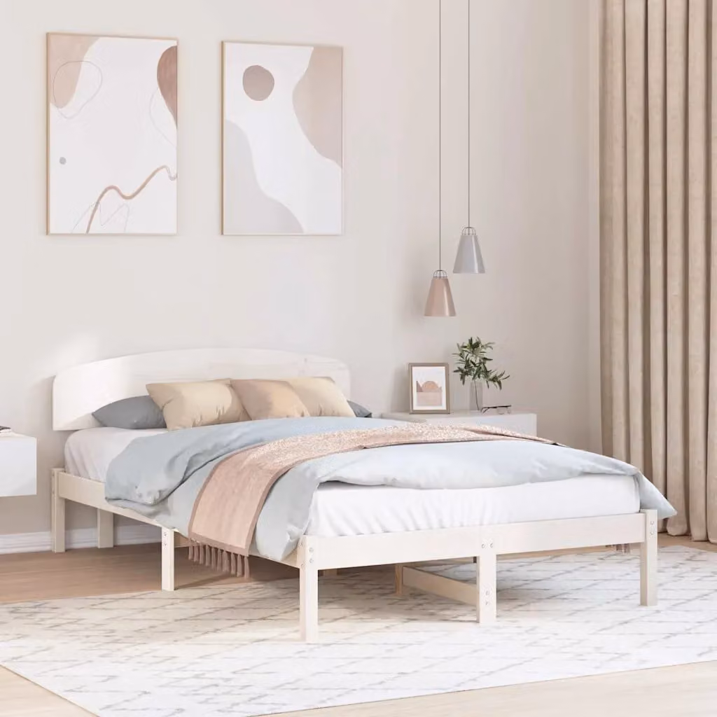 Struttura del letto vidaXL in pino massello bianco con doghe fisse L/P: 120 x 200 cm