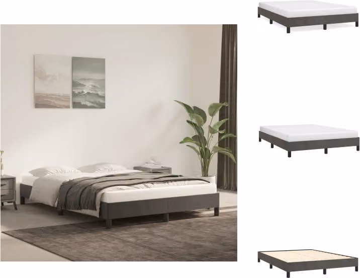 vidaXL Struttura letto grigio scuro 140x190 cm in velluto - Letti e strutture letto