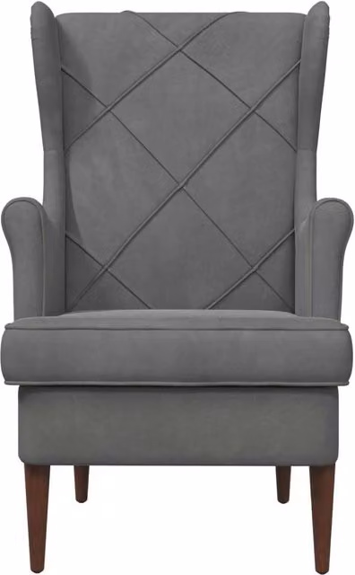 Poltrona Relax Moderna in Velluto Grigio con Braccioli e Struttura in Legno e Metallo – 1