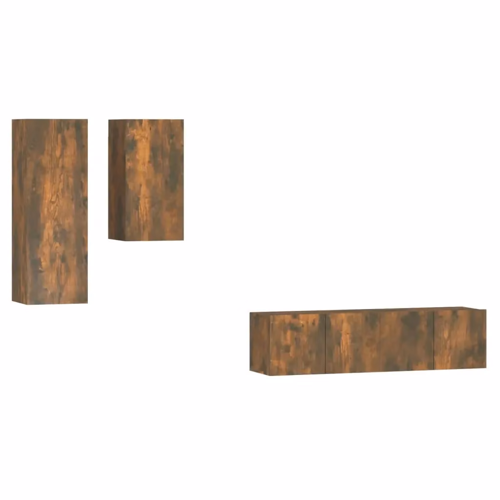 Set di Mobili Porta TV 4 Pezzi in Legno Multistrato Rovere Fumo per Soggiorno, Design Classico, L 90 cm x P 60 cm x H 30 cm – 2