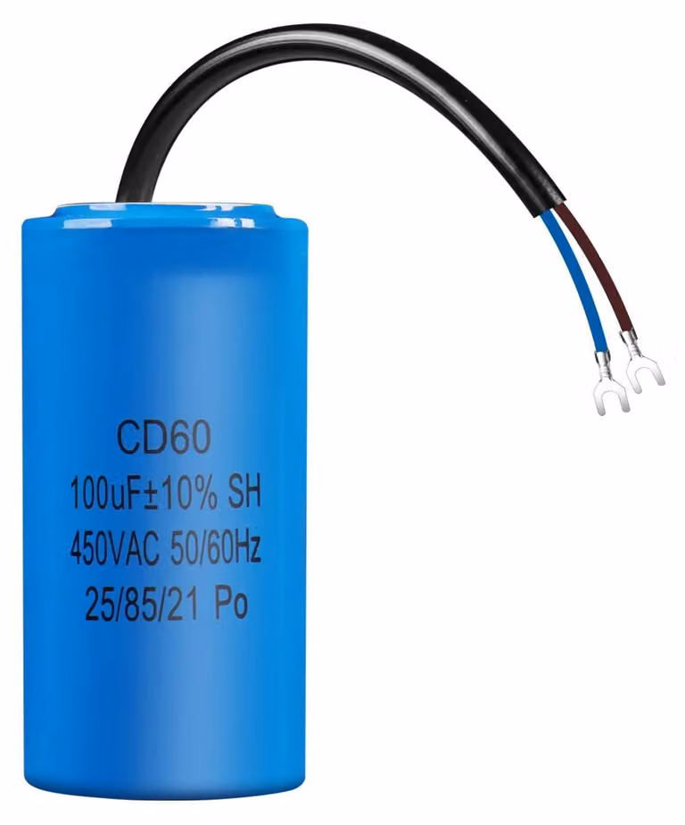 Condensatore da 100 µF, 450 V, per motori, frigoriferi e pompe, con cavo