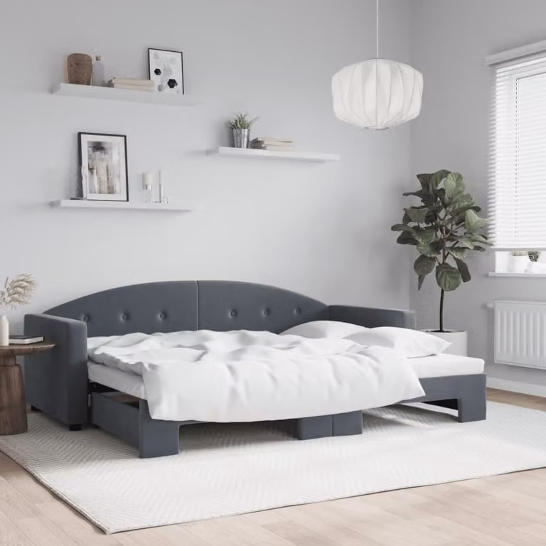 vidaXL Divano Letto con Letto Estraibile in Velluto Grigio per Soggiorno e Camera da Letto L/P: 80 x 200 cm