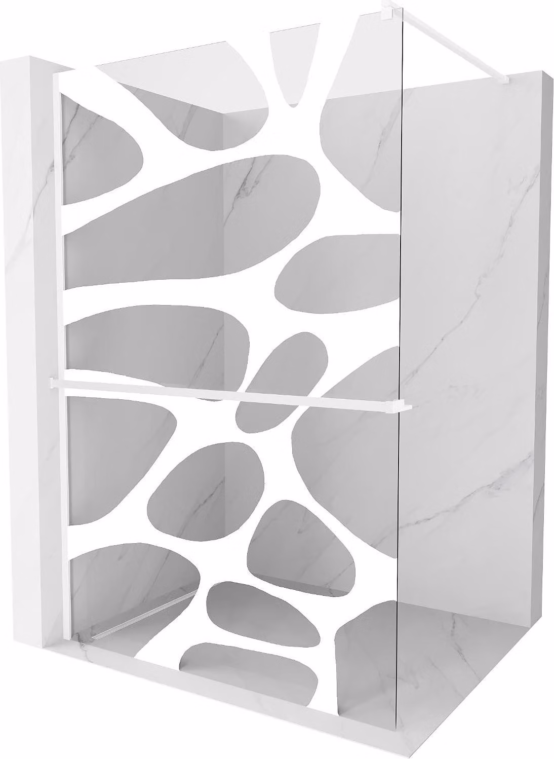 Mexen Kioto+ parete doccia con mensola Walk-in 110 x 200 cm, onda bianca, bianca - 800-110-121-20-97