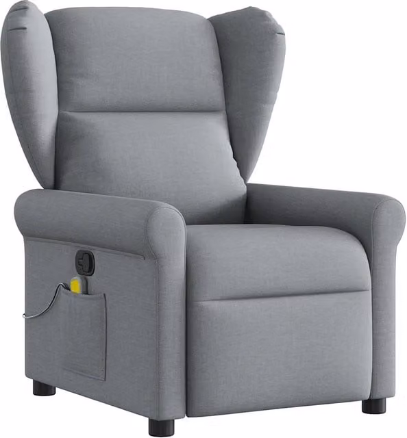 Poltrona Massaggiante | Sedia Relax Reclinabile Grigio Chiaro in Tessuto
