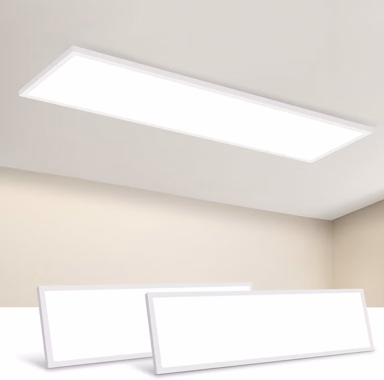 Pannelli LED ZMH, confezione da 2, 100x25 cm, lampada da ufficio, plafoniera con telecomando, 24W, dimmerabile, design piatto, colore bianco. Plafoniera ideale per cucina, corridoio, soggiorno e ufficio