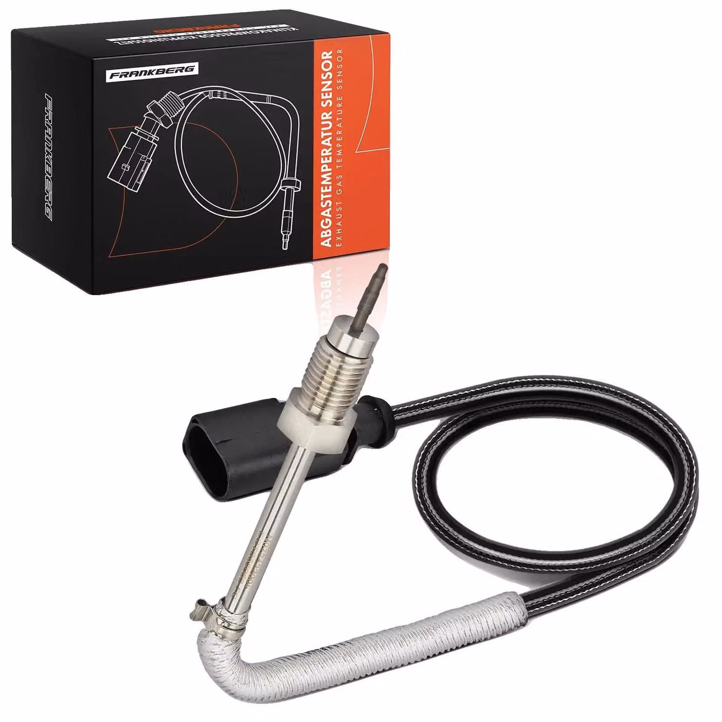 Sensore di temperatura, lunghezza del cavo 625 mm, filettatura M14x1,5, 2 connettori, colore nero, larghezza della chiave 17 mm