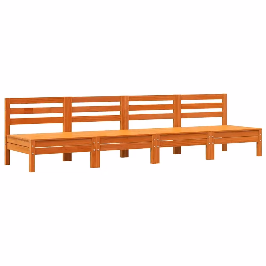 Set di 4 divani da giardino senza braccioli vidaXL in pino massello cerato marrone – 2
