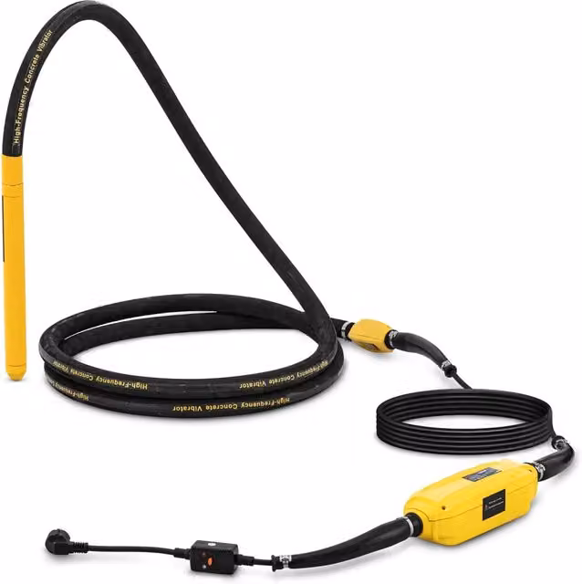 Vibratore per calcestruzzo con convertitore da 2000 watt, colore giallo, in acciaio inox e rame, dimensioni: 430 x 40 mm