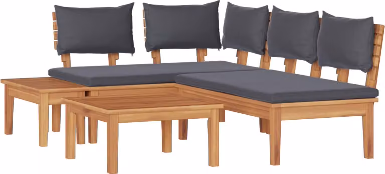 Set Divano da Giardino 4 pcs Marrone e Grigio