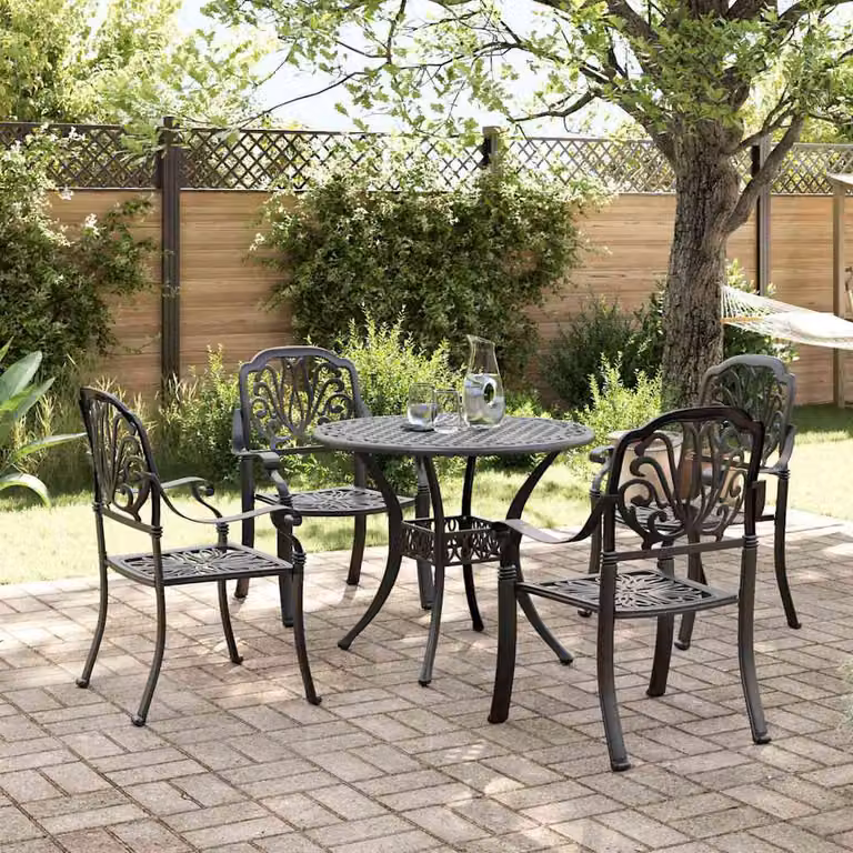 vidaXL Set da Pranzo da Giardino 5 pz Nero in Alluminio Pressofuso